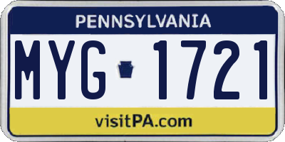 PA license plate MYG1721