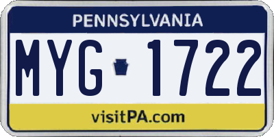 PA license plate MYG1722