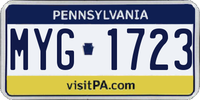 PA license plate MYG1723
