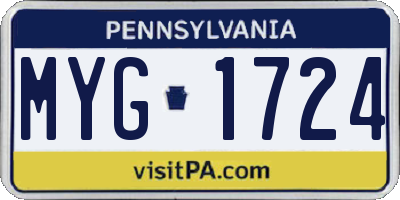 PA license plate MYG1724