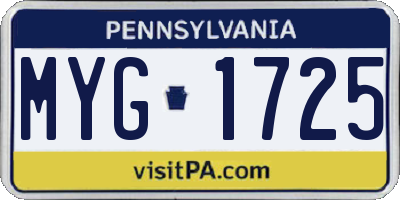 PA license plate MYG1725