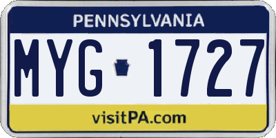 PA license plate MYG1727