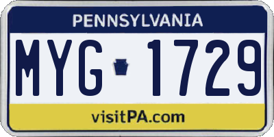 PA license plate MYG1729