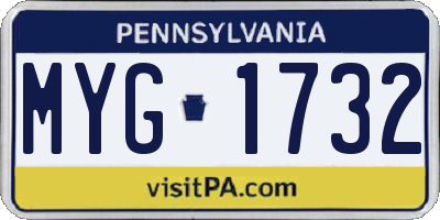 PA license plate MYG1732
