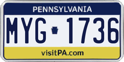PA license plate MYG1736
