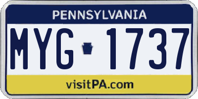 PA license plate MYG1737