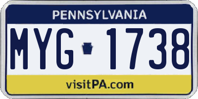 PA license plate MYG1738