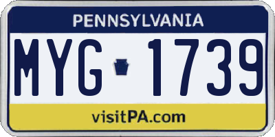 PA license plate MYG1739
