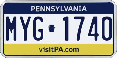 PA license plate MYG1740
