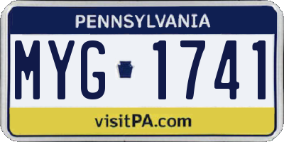 PA license plate MYG1741