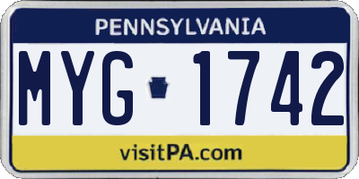 PA license plate MYG1742