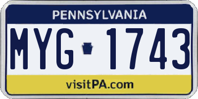 PA license plate MYG1743