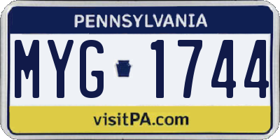PA license plate MYG1744