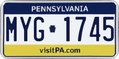PA license plate MYG1745