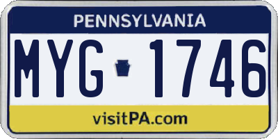 PA license plate MYG1746