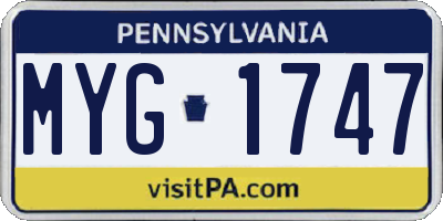 PA license plate MYG1747