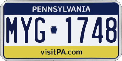 PA license plate MYG1748