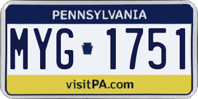 PA license plate MYG1751