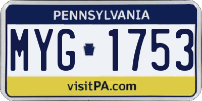 PA license plate MYG1753