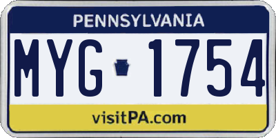 PA license plate MYG1754