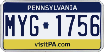 PA license plate MYG1756