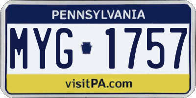 PA license plate MYG1757