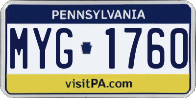 PA license plate MYG1760