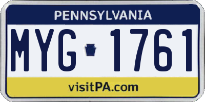 PA license plate MYG1761