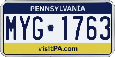 PA license plate MYG1763