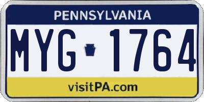 PA license plate MYG1764