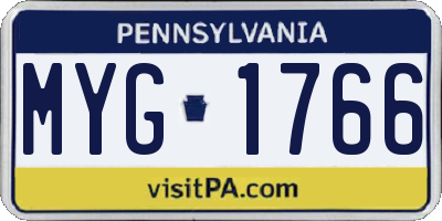 PA license plate MYG1766