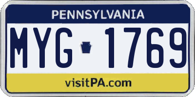 PA license plate MYG1769