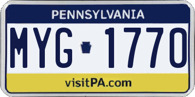 PA license plate MYG1770