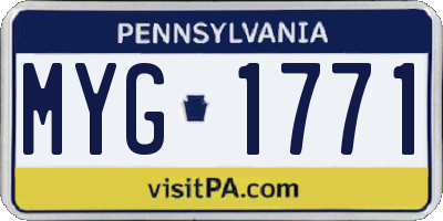 PA license plate MYG1771