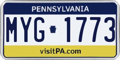 PA license plate MYG1773