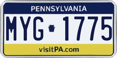 PA license plate MYG1775