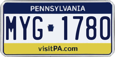 PA license plate MYG1780