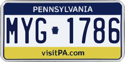 PA license plate MYG1786