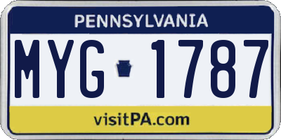 PA license plate MYG1787