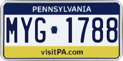 PA license plate MYG1788