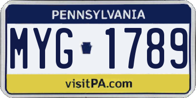 PA license plate MYG1789