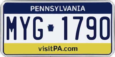 PA license plate MYG1790