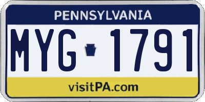 PA license plate MYG1791