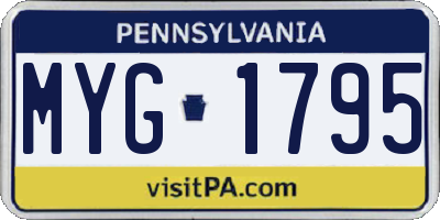 PA license plate MYG1795