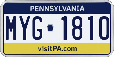 PA license plate MYG1810