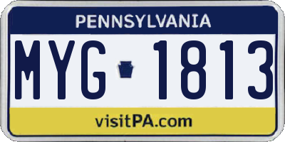 PA license plate MYG1813
