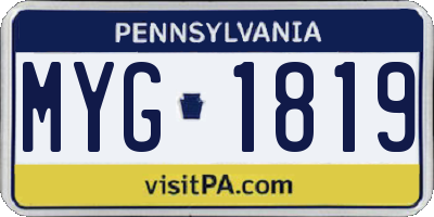 PA license plate MYG1819