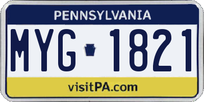PA license plate MYG1821