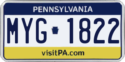 PA license plate MYG1822