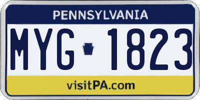 PA license plate MYG1823